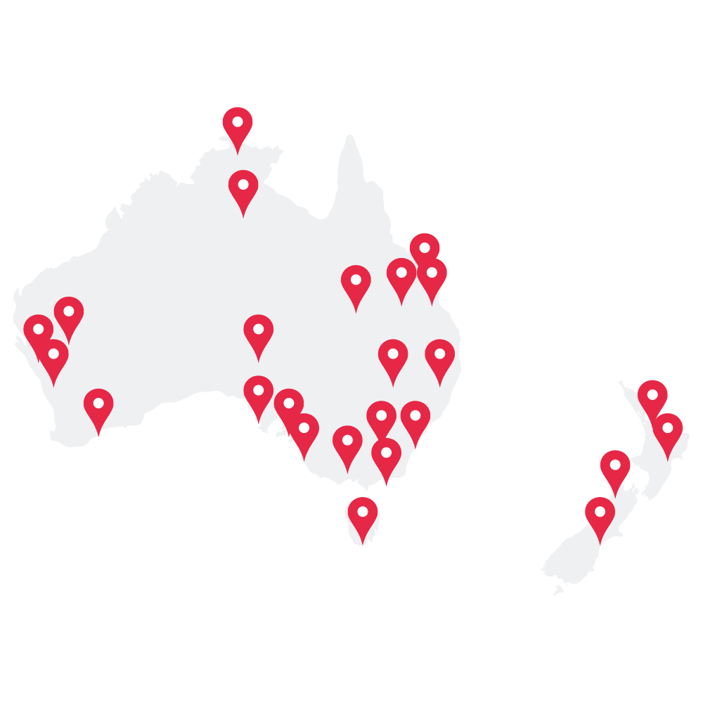 Map of Australia and New Zealand